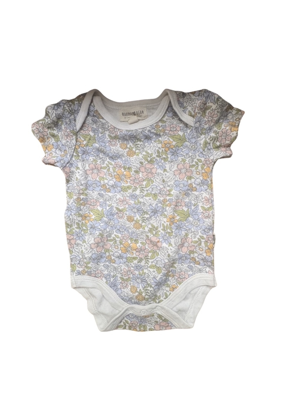 Rabbit + Bear Pastel Floral Baby One-Piece | 3-6 Months | Infant | Retro style